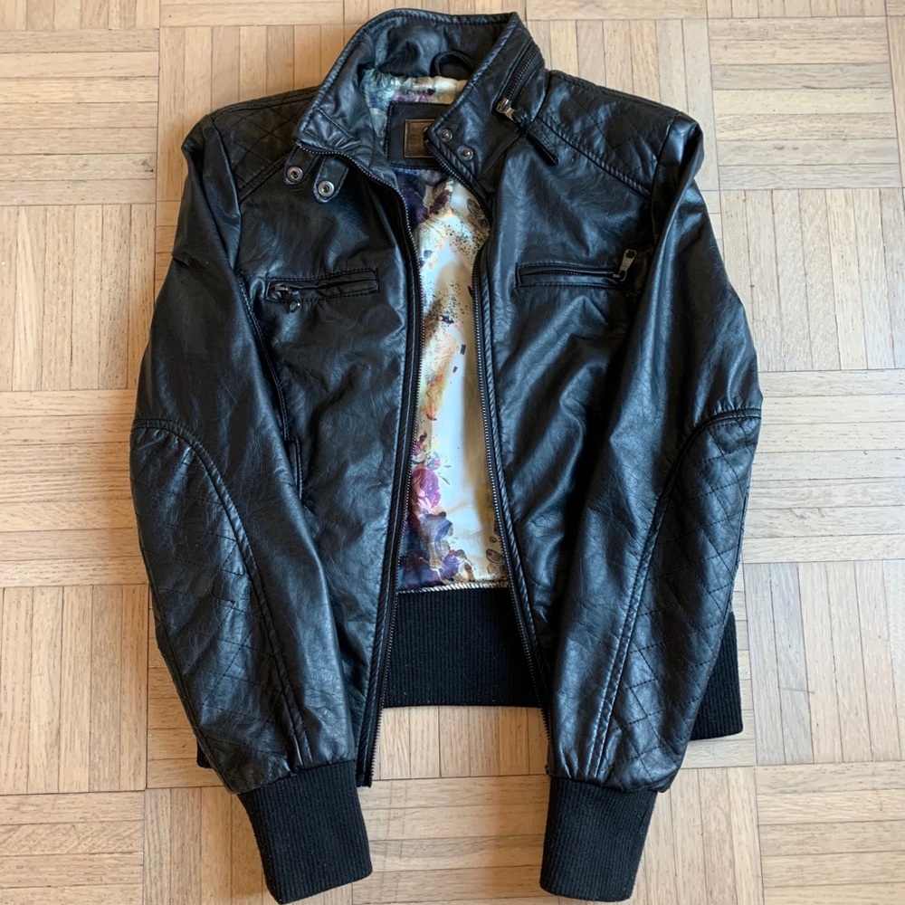 Quilted Faux Leather Jacket